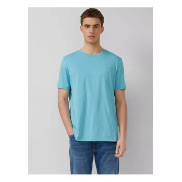 Tricou barbati din bumbac - la baza gatului - Regular fit - Turcoaz -