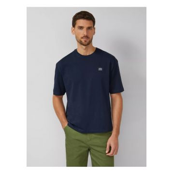 Tricou barbati - din jerseu gros de bumbac - Modern fit - Bleumarin inchis -
