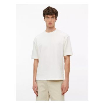 Tricou barbati la baza gatului din bumbac - Regular fit - Alb