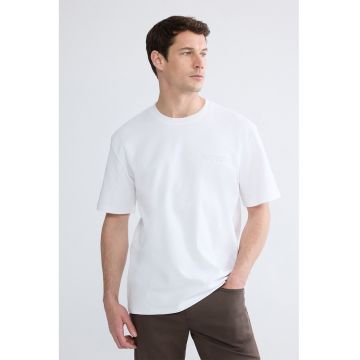 Tricou cu decolteu la baza gatului - Alb optic