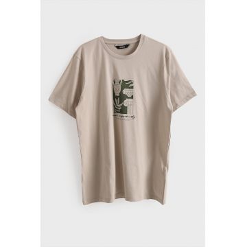 Tricou cu imprimeu grafic - Bej deschis
