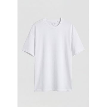 Tricou cu imprimeu si maneci cazute - Galben miere/Alb optic