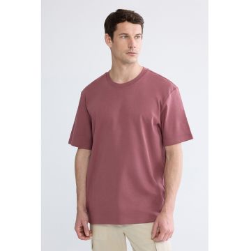 Tricou cu imprimeu text - Roz prafuit
