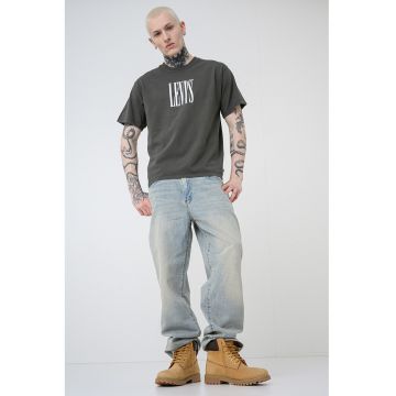 Tricou de bumbac cu imprimeu logo contrastant Vintage - Verde englez
