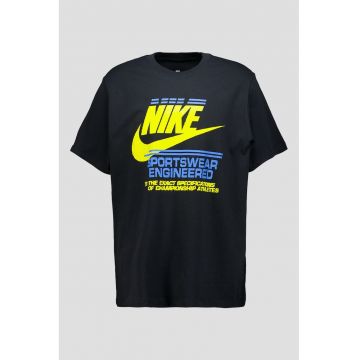 Tricou din amestec de bumbac cu imprimeu logo - Negru/Galben/Albastru royal