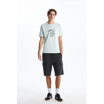 Tricou din bumbac cu imprimeu - Albastru pal
