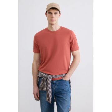 Tricou din bumbac cu model uni - Rosu vermillion