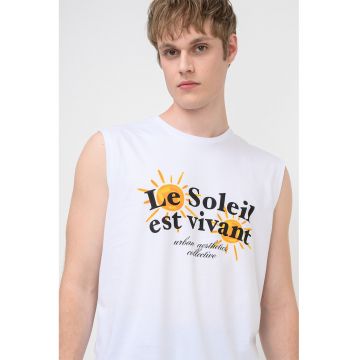Tricou din bumbac fara maneci Gregg - Alb optic