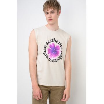 Tricou din bumbac fara maneci Gregg - Bej deschis