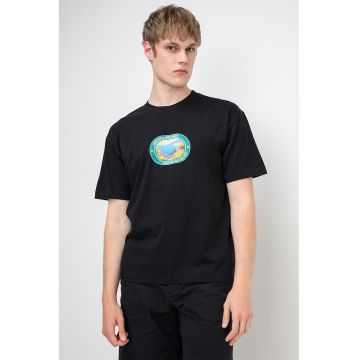 Tricou din bumbac organic Cassis - Negru/Verde englez
