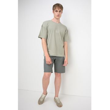 Tricou din bumbac organic cu broderie Menton - Verde pal