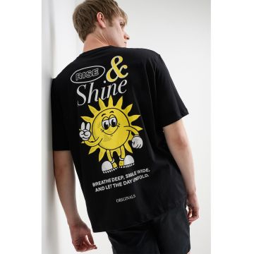 Tricou din bumbac organic Vintage Cartoon - Negru/Galben