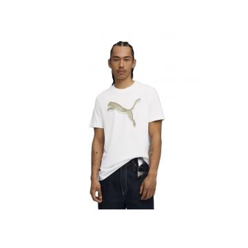Tricou  Graphic Cat Logo - Alb