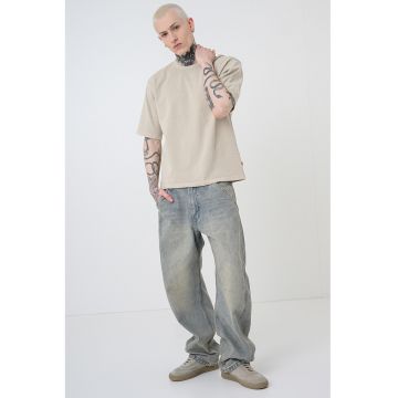 Tricou lejer cu maneci cazute - Maro camel