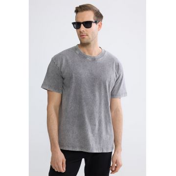 Tricou lejer de bumbac - Gri inchis melange