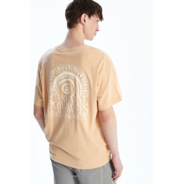 Tricou lejer din bumbac cu imprimeu pe partea din spate - Portocaliu pal