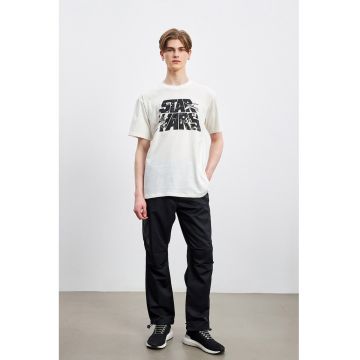 Tricou lejer din bumbac cu imprimeu tematic Star Wars - Alb