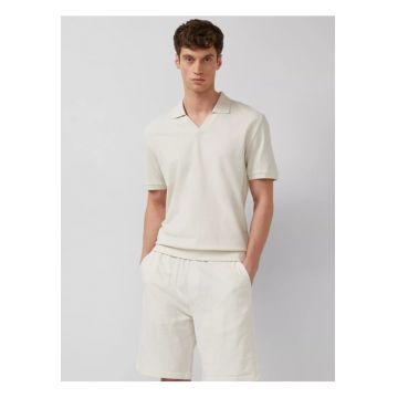Tricou polo barbati cu anchior din jerseu de bumbac - Regular fit - Crem -