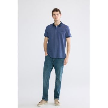 Tricou polo cu aspect texturat - Albastru inchis/Bleumarin