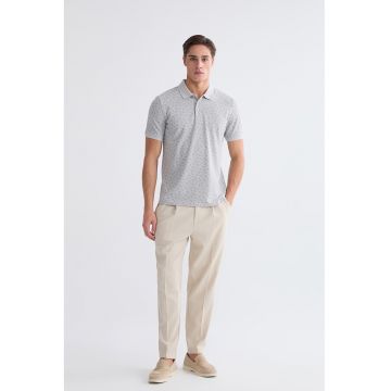 Tricou polo cu imprimeu floral - Gri deschis