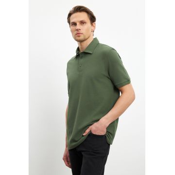 Tricou polo cu model uni - Verde feriga