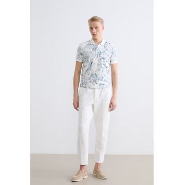 Tricou polo cu model Vision - Alb/Albastru