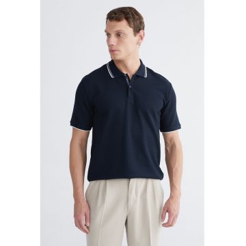 Tricou polo din amestec de bumbac - Bleumarin