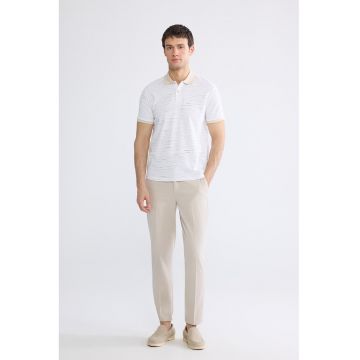 Tricou polo din bumbac - Alb/Bej