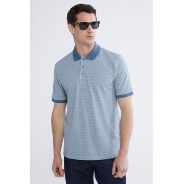 Tricou polo din material pique - Albastru prafuit
