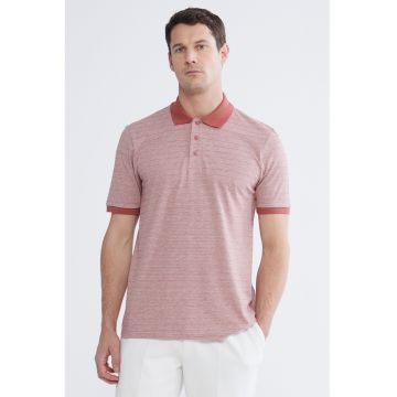 Tricou polo din material pique - Caramiziu