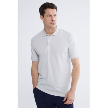 Tricou polo din material pique - Gri deschis