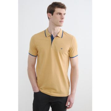 Tricou polo slim fit - Galben/Bleumarin