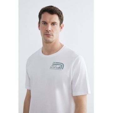 Tricou regular fit cu imprimeu - Alb/Gri cenusiu