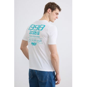Tricou regular fit cu imprimeu - Alb/Turcoaz inchis