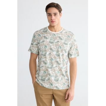 Tricou regular fit de bumbac cu imprimeu - Verde pal/Verde aquamarin/Grej