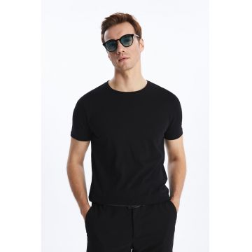 Tricou slim fit de bumbac - Negru