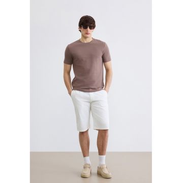 Tricou uni cu decolteu la baza gatului - Maro pamantiu