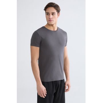 Tricou uni slim fit - Gri antracit