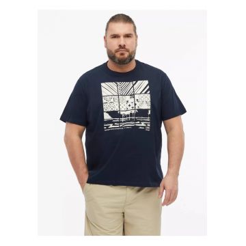 Big Sizes Tricou la baza gatului - barbati big sizes - din bumbac - cu imprimeu - Regular fit - Bleumarin inchis -