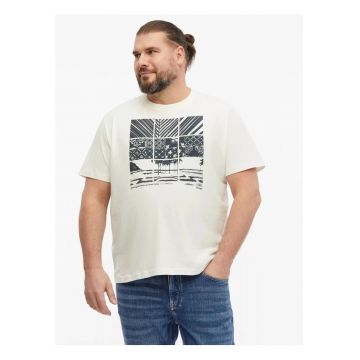 Big Sizes Tricou la baza gatului - barbati big sizes - din bumbac - cu imprimeu - Regular fit - Crem -
