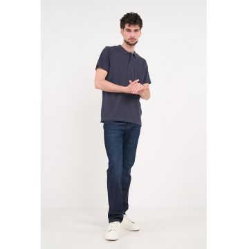 Blugi regular fit cu aspect decolorat - Bleumarin
