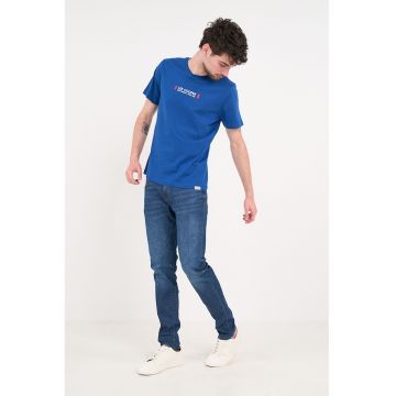 Blugi slim fit cu croiala conica - Albastru gentian