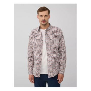 Camasa barbati - Slim fit cu imprimeu cu puncte - din amestec de bumbac - Alb