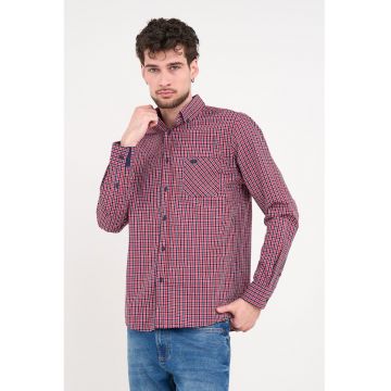 Camasa cu maneci lungi si model in carouri - Rosu/Bleumarin