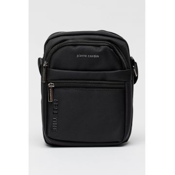 Geanta crossbody cu buzunare cu fermoar - Negru