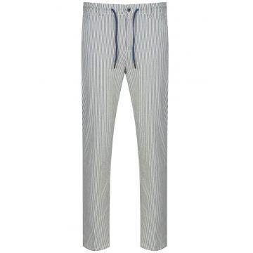 Pantaloni regular fit cu model in dungi si snur pentru ajustare in talie