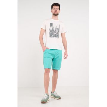 Pantaloni scurti chino cu buzunare - Albastru aquamarin