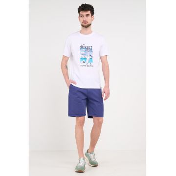 Pantaloni scurti chino cu buzunare laterale - Albastru
