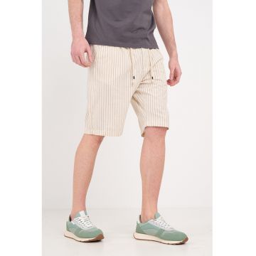 Pantaloni scurti cu model in dungi - Gri inchis/Bej deschis