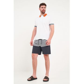 Pantaloni scurti de baie cu dungi - Alb/Albastru ultramarin